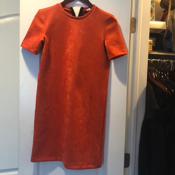 orange suede dress